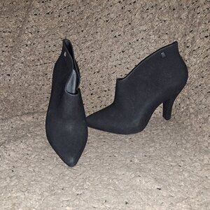 MELISSA-Drama-Black Flocked Jelly-Pointed Toe Heel Ankle Boots-Sz 8-Excellent
